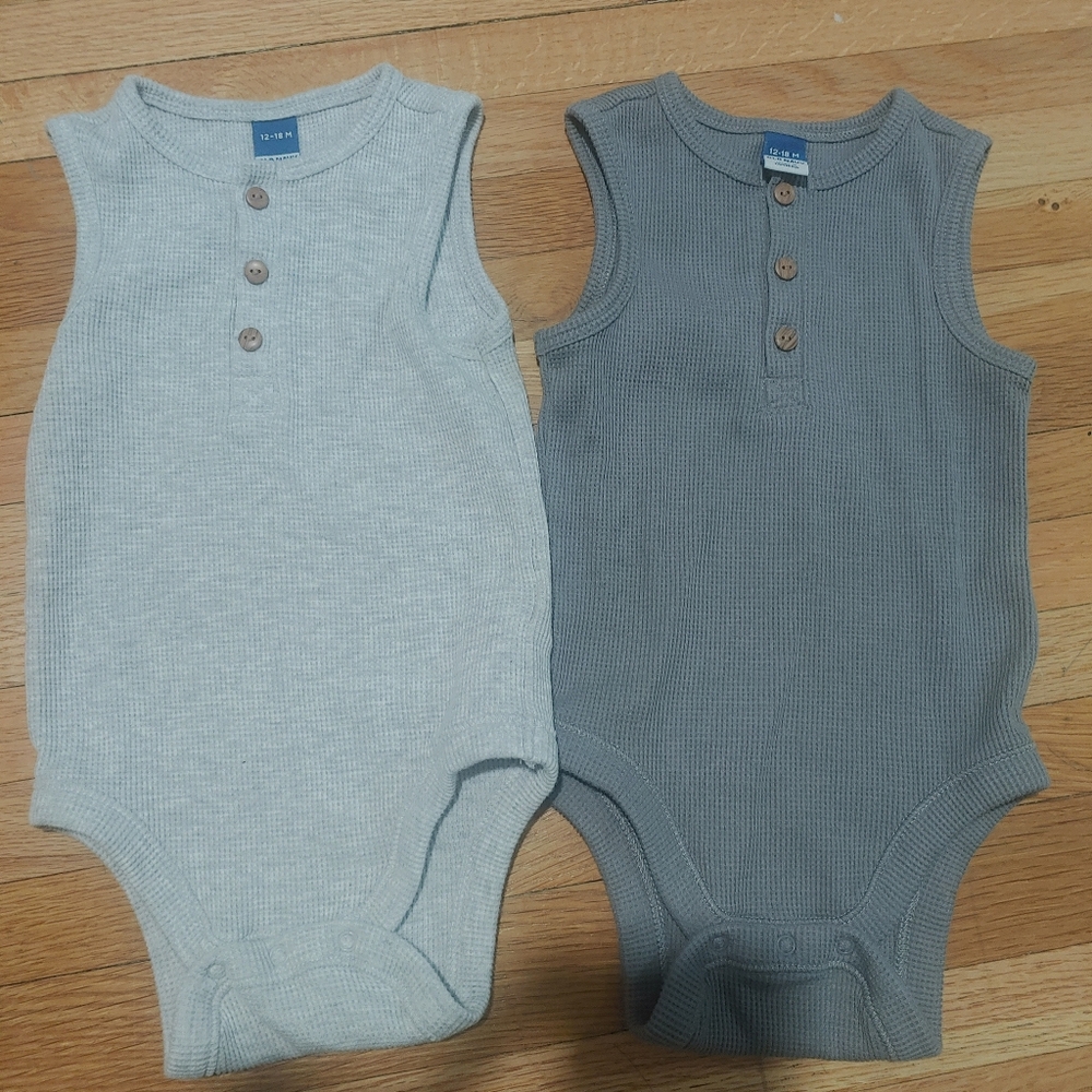 Old Navy Sleeveless One Piece Set - Gray and Light Grey / 12-18 Months